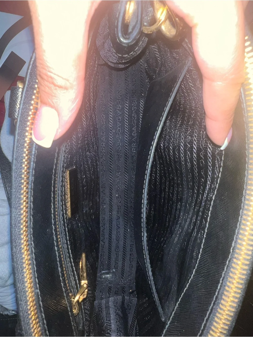 Prada Black Saffiano Leather Satchel with Gold Hardware